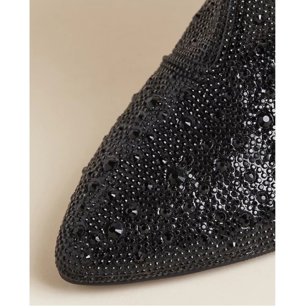 TORRID BETSEY JOHNSON BLACK RHINESTONE BLOCK HEEL BOOTIE (WW) - Picture 4 of 8
